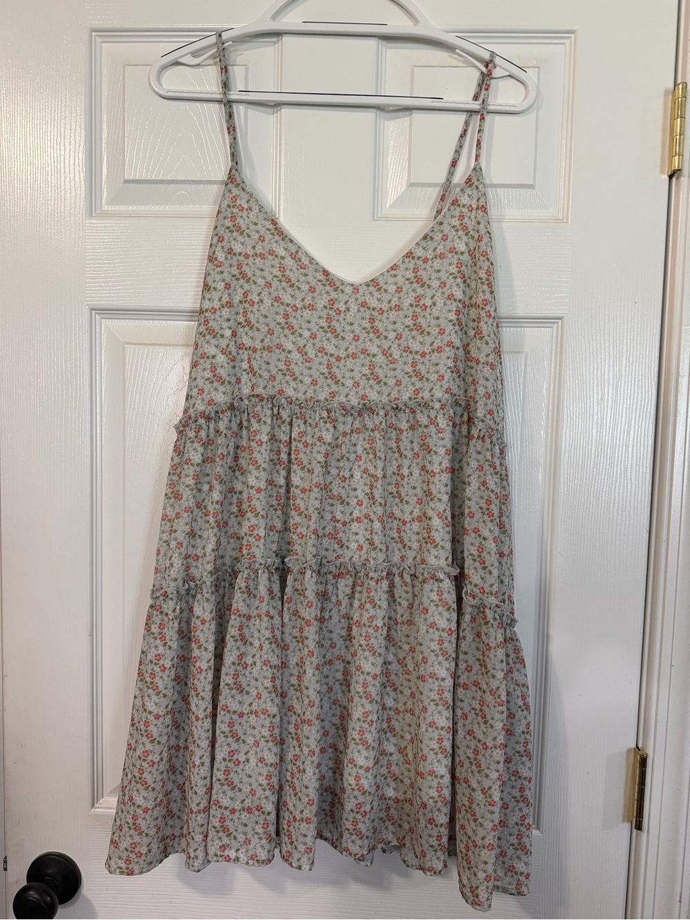 Altar'd State Cream Dress with Pink Floral Print - Tiered Spaghetti-Strap